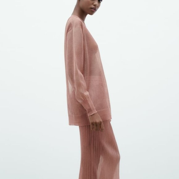 NWT PINK MAUVE SEMI-SHEER KNIT TOP. - Picture 4 of 9